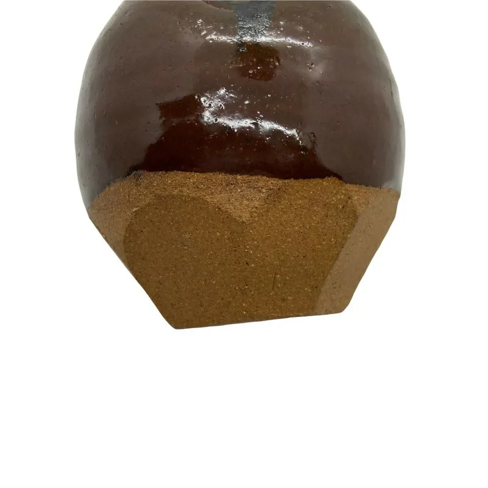 Pinch Pot Bud Vase Vintage Brown Decorative Charming Little Bud Vase Signed JD - Picture 6 of 13